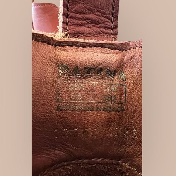 Patina Portland Leather Dakota Western Ankle Boots Pointed Toe Cognac - Picture 5 of 6